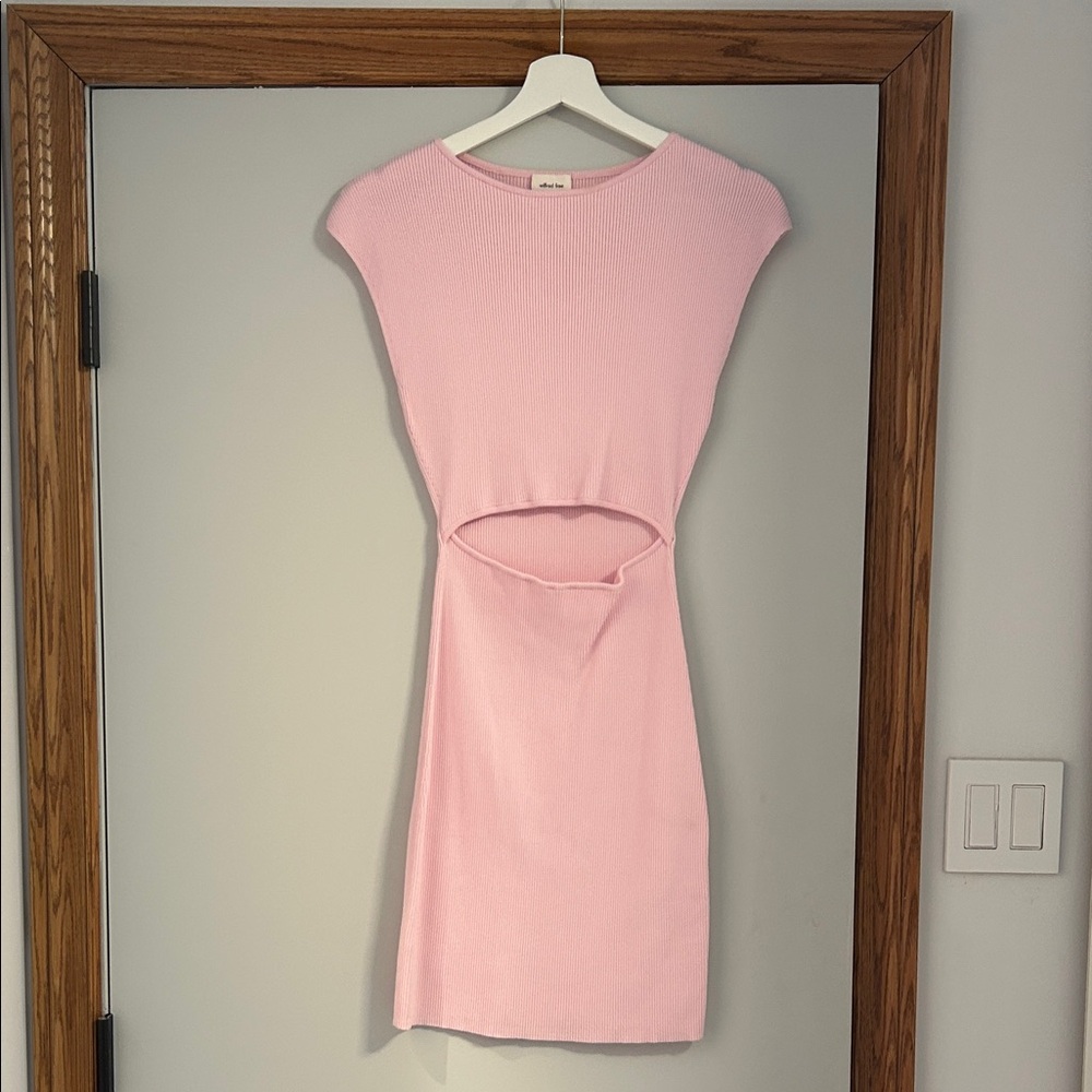 Wilfred Pink Ribbed Cutout Mini Dress